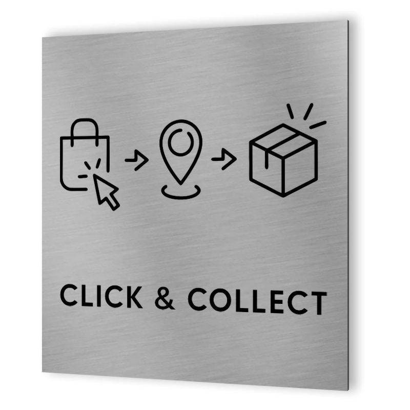 Pictogramme format 20 cm x 20 cm en Dibond Aluminium brossé - Modèle Click and Collect Pictogramme format 20 cm x 20 cm en Dibond Aluminium brossé - Modèle Click and Collect