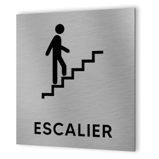 Pictogramme format 20 cm x 20 cm en Dibond Aluminium brossé - Modèle Escalier