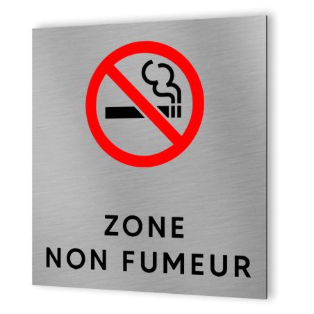 Pictogramme format 20 cm x 20 cm en Dibond Aluminium brossé - Modèle Zone non fumeur