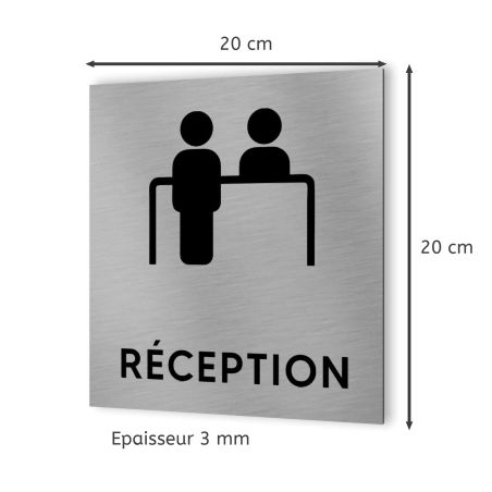 Pictogramme format 20 cm x 20 cm en Dibond Aluminium brossé - Modèle Réception