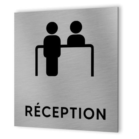 Pictogramme format 20 cm x 20 cm en Dibond Aluminium brossé - Modèle Réception