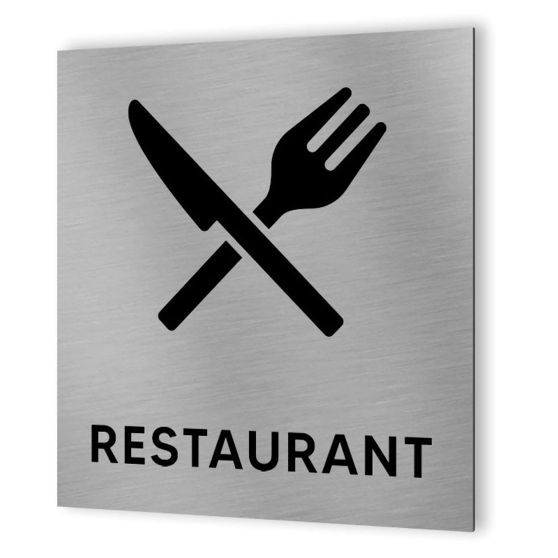 Pictogramme format 20 cm x 20 cm en Dibond Aluminium brossé - Modèle Restaurant Pictogramme format 20 cm x 20 cm en Dibond Aluminium brossé - Modèle Restaurant