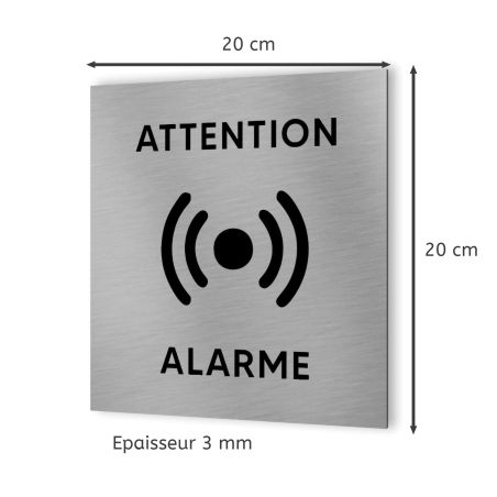 Pictogramme format 20 cm x 20 cm en Dibond Aluminium brossé - Modèle Alarme