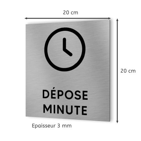 Pictogramme format 20 cm x 20 cm en Dibond Aluminium brossé - Modèle Dépose minute parking