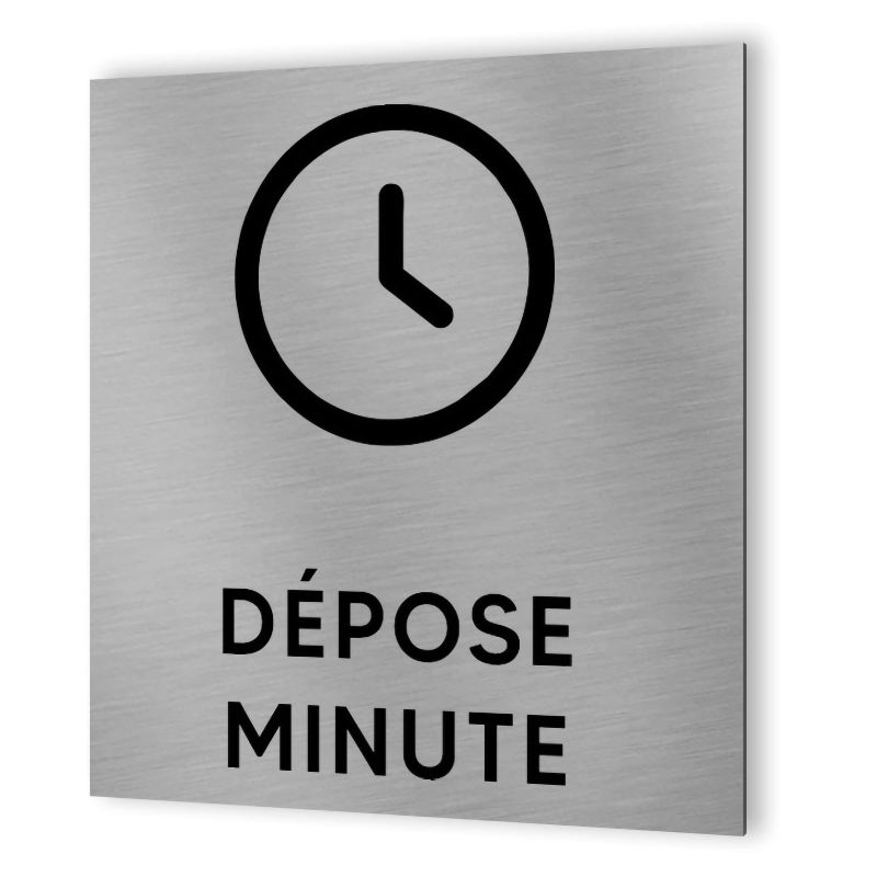 Pictogramme format 20 cm x 20 cm en Dibond Aluminium brossé - Modèle Dépose minute parking Pictogramme format 20 cm x 20 cm en Dibond Aluminium brossé - Modèle Dépose minute parking
