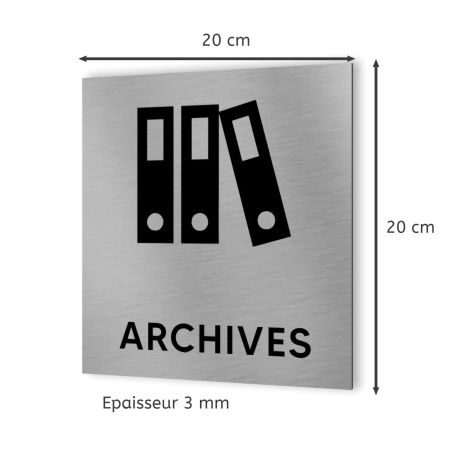 Pictogramme format 20 cm x 20 cm en Dibond Aluminium brossé - Modèle Archives