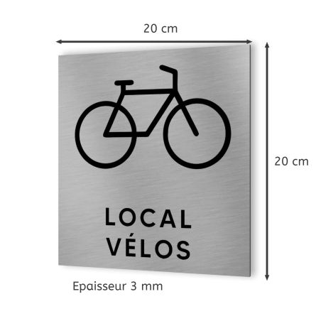 Pictogramme format 20 cm x 20 cm en Dibond Aluminium brossé - Modèle Local vélos