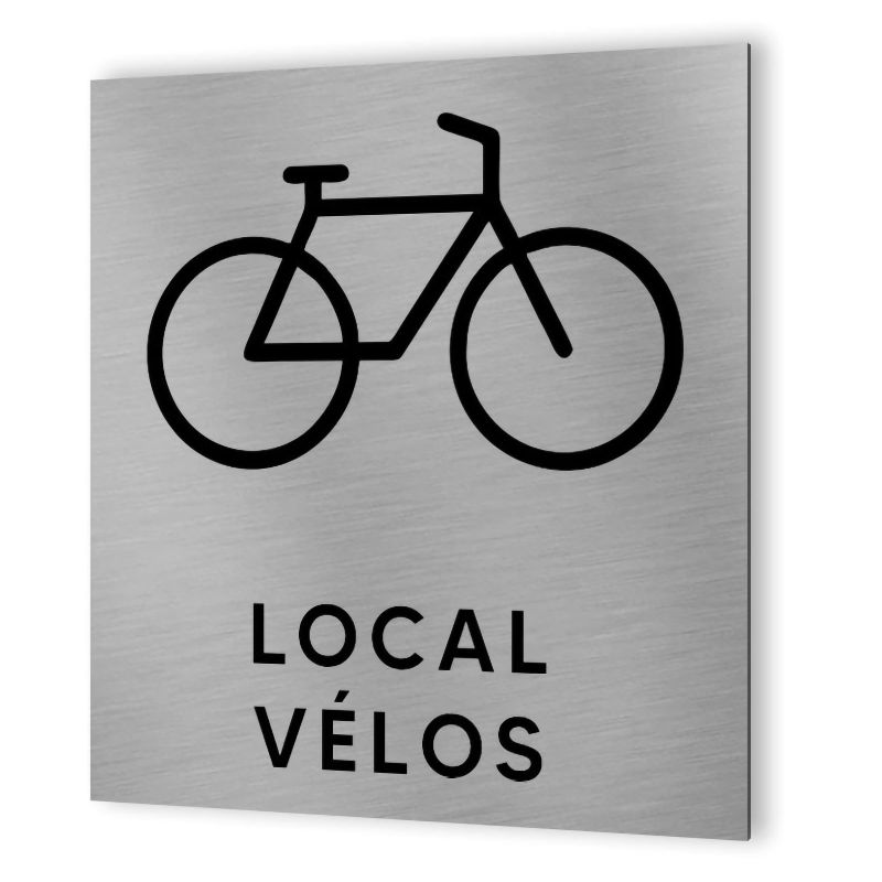 Pictogramme format 20 cm x 20 cm en Dibond Aluminium brossé - Modèle Local vélos Pictogramme format 20 cm x 20 cm en Dibond Aluminium brossé - Modèle Local vélos