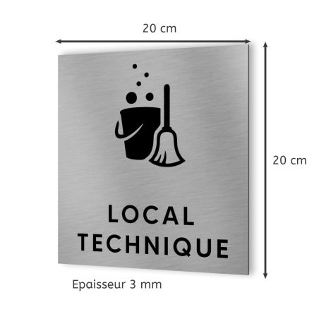 Pictogramme format 20 cm x 20 cm en Dibond Aluminium brossé - ModèleLocal technique