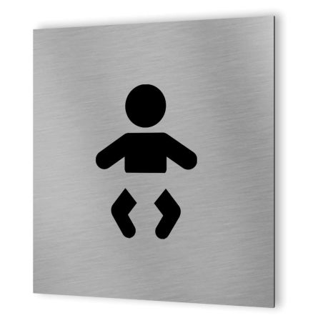 Pictogramme WC format 20 cm x 20 cm en Dibond Aluminium brossé - Modèle table à langer bébé