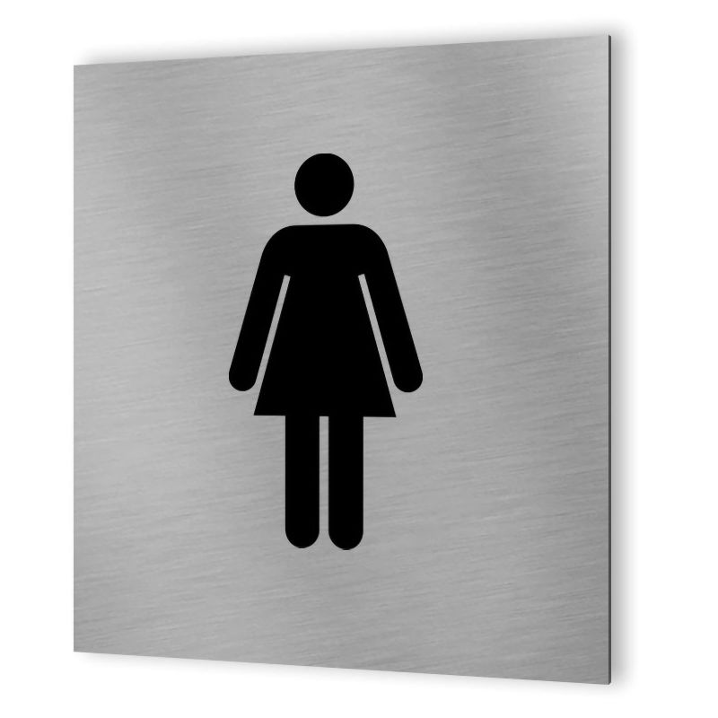 Pictogramme WC format 20 cm x 20 cm en Dibond Aluminium brossé - Modèle toilettes Femme Pictogramme WC format 20 cm x 20 cm en Dibond Aluminium brossé - Modèle toilettes Femme