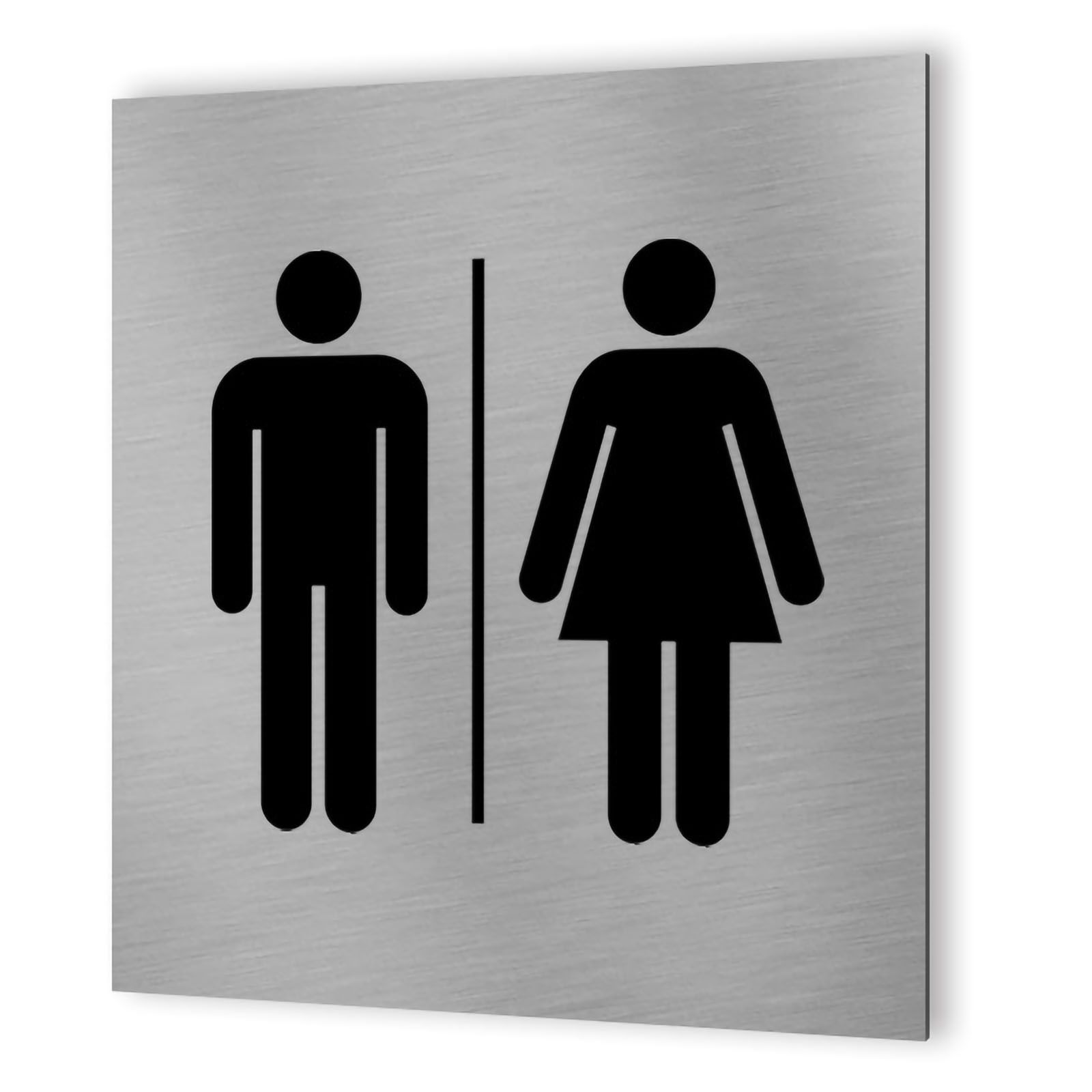 Pictogramme WC format 20 cm x 20 cm en Dibond Aluminium brossé - Modèle toilettes Homme / Femme
