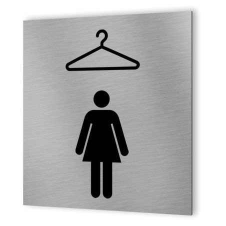 Pictogramme format 20 cm x 20 cm en Dibond Aluminium brossé - Modèle Vestiaire Femme