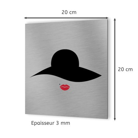 Pictogramme WC toilettes vestiaire Femmes format 20 cm x 20 cm- Modèle Rétro vintage Femme