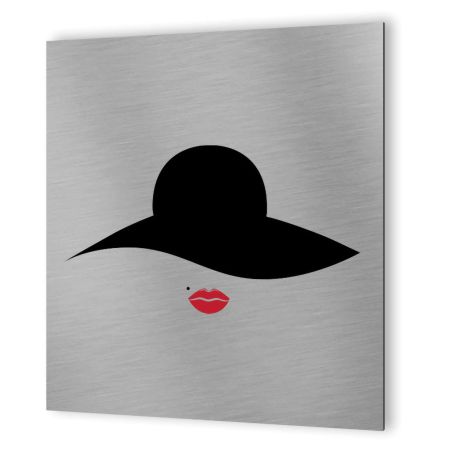 Pictogramme WC toilettes vestiaire Femmes format 20 cm x 20 cm- Modèle Rétro vintage Femme