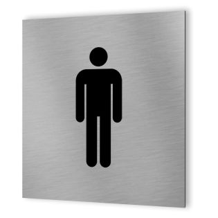 Pictogramme WC format 20 cm x 20 cm en Dibond Aluminium brossé - Modèle toilettes Homme