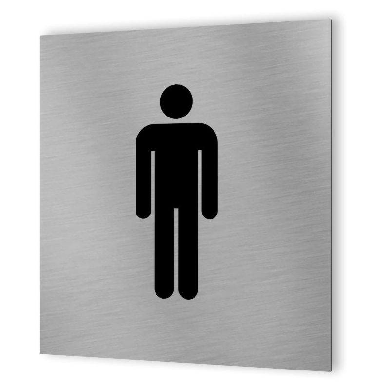 Pictogramme WC format 20 cm x 20 cm en Dibond Aluminium brossé - Modèle toilettes Homme Pictogramme WC format 20 cm x 20 cm en Dibond Aluminium brossé - Modèle toilettes Homme