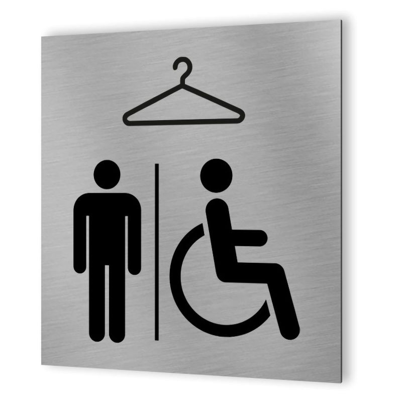 Pictogramme format 20 cm x 20 cm en Dibond Aluminium brossé - Modèle Vestiaire Hommes / PMR Pictogramme format 20 cm x 20 cm en Dibond Aluminium brossé - Modèle Vestiaire Hommes / PMR