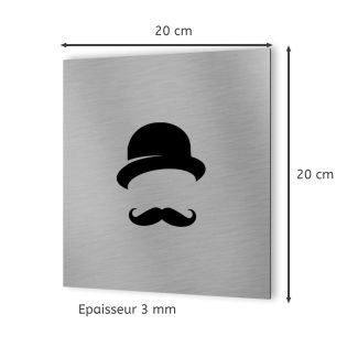 Pictogramme WC toilettes vestiaire Hommes format 20 cm x 20 cm- Modèle Rétro vintage Homme