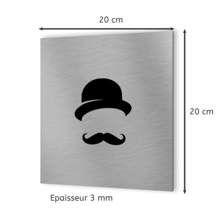 Pictogramme WC toilettes vestiaire Hommes format 20 cm x 20 cm- Modèle Rétro vintage Homme