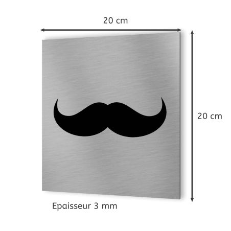 Pictogramme WC toilettes vestiaire Hommes format 20 cm x 20 cm- Modèle Moustache