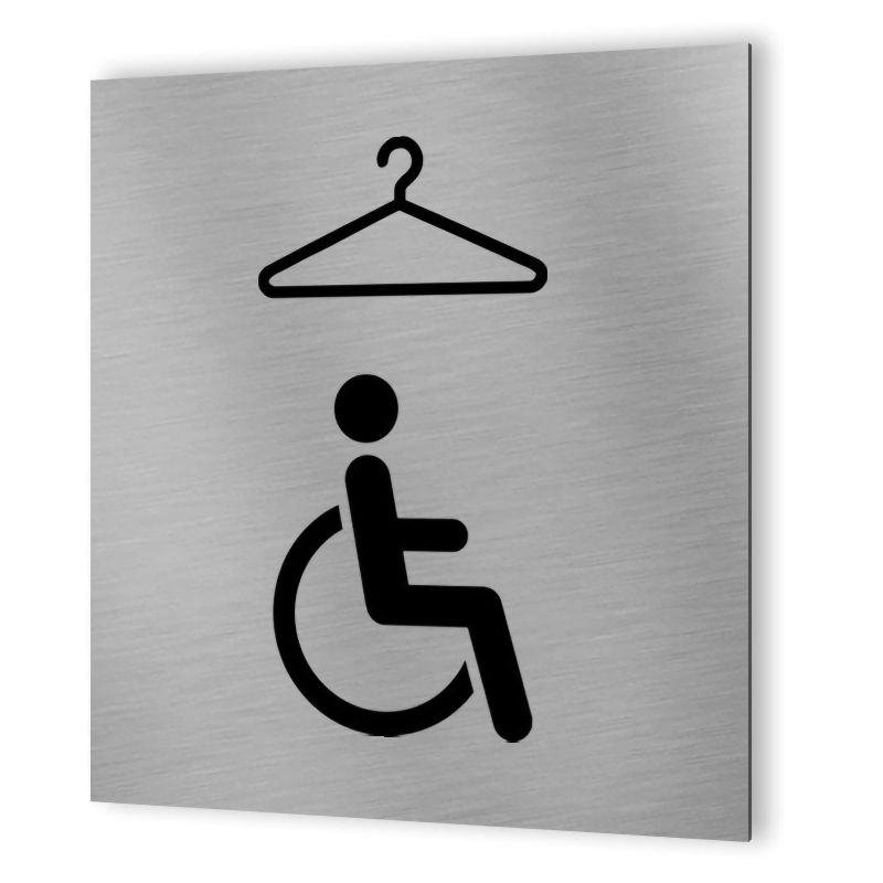 Pictogramme format 20 cm x 20 cm en Dibond Aluminium brossé - Modèle Vestiaire PMR Handicapé Pictogramme format 20 cm x 20 cm en Dibond Aluminium brossé - Modèle Vestiaire PMR Handicapé