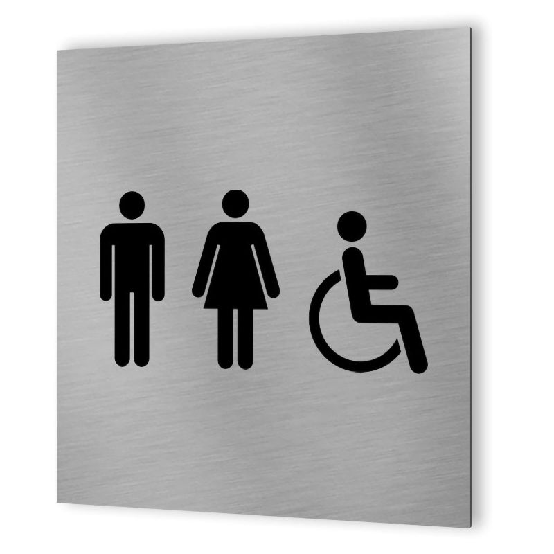 Pictogramme WC format 20 cm x 20 cm en Dibond Aluminium brossé - Modèle toilettes TRIO Pictogramme WC format 20 cm x 20 cm en Dibond Aluminium brossé - Modèle toilettes TRIO