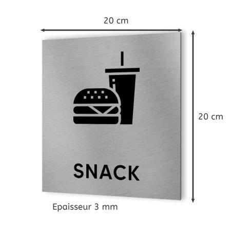 Pictogramme format 20 cm x 20 cm en Dibond Aluminium brossé - Modèle Snack