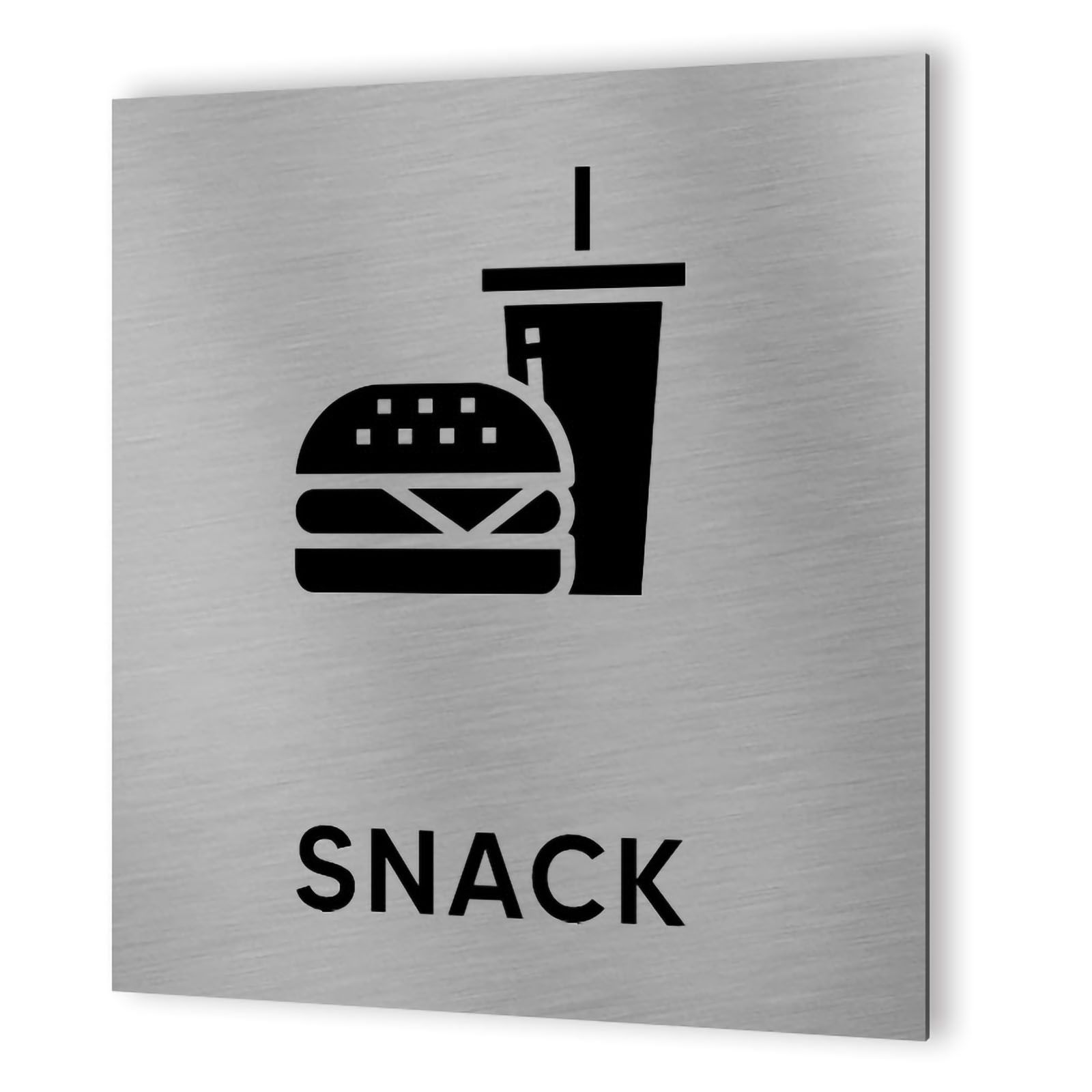 Pictogramme format 20 cm x 20 cm en Dibond Aluminium brossé - Modèle Snack