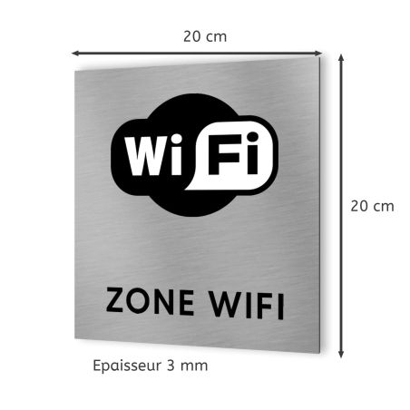 Pictogramme format 20 cm x 20 cm en Dibond Aluminium brossé - Modèle WIFI