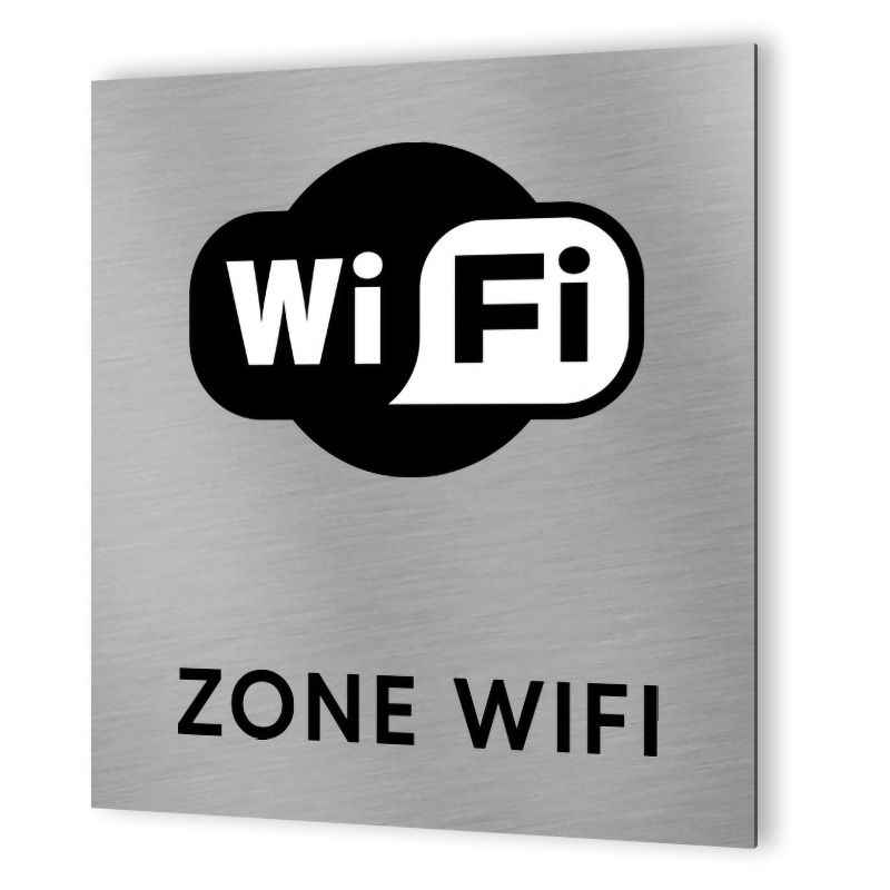 Pictogramme format 20 cm x 20 cm en Dibond Aluminium brossé - Modèle WIFI Pictogramme format 20 cm x 20 cm en Dibond Aluminium brossé - Modèle WIFI