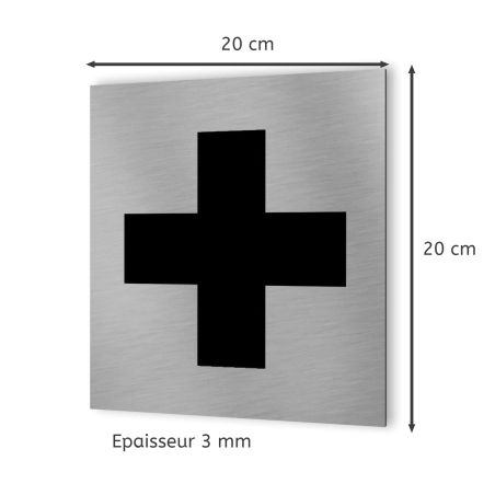 Pictogramme format 20 cm x 20 cm en Dibond Aluminium brossé - Modèle Premiers secours