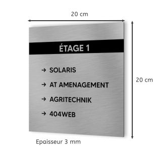 Panneau numéro d'étage - Format 20 cm x 20 cm en Dibond aluminium brossé - Personnalisable