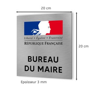 Pictogramme format 20 cm x 20 cm en Dibond Aluminium brossé - Modèle bureau du Maire