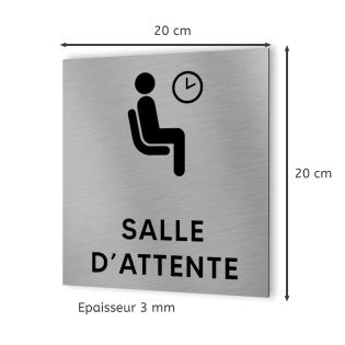 Pictogramme format 20 cm x 20 cm en Dibond Aluminium brossé - Modèle Salle d'attente