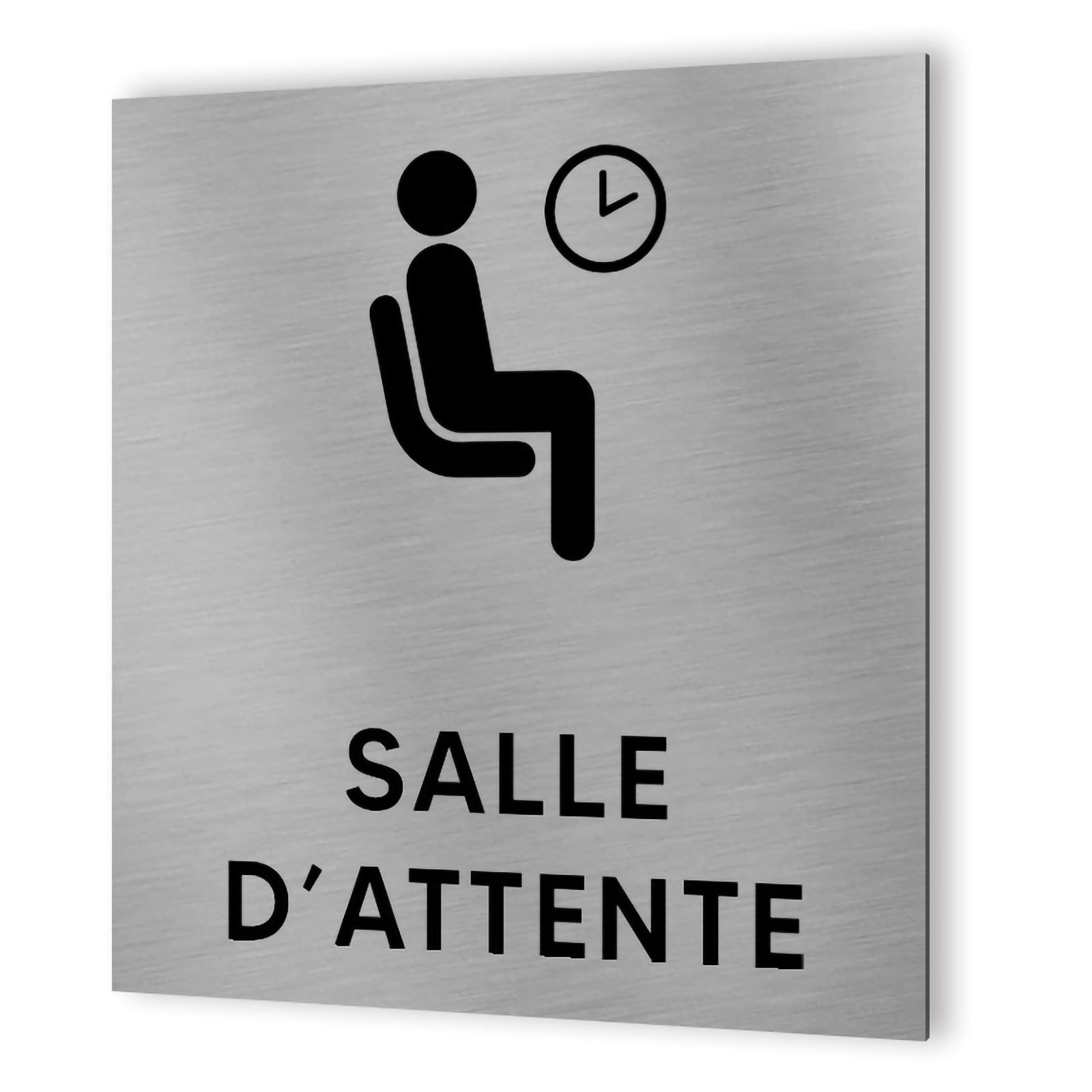 Pictogramme format 20 cm x 20 cm en Dibond Aluminium brossé - Modèle Salle d'attente