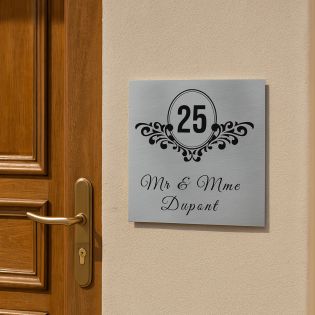 Numéro de maison extérieur personnalisable en Dibond Aluminium - modèle Baroque
