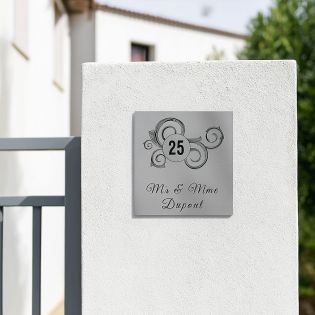 Numéro de maison extérieur personnalisable en Dibond Aluminium - modèle Floral