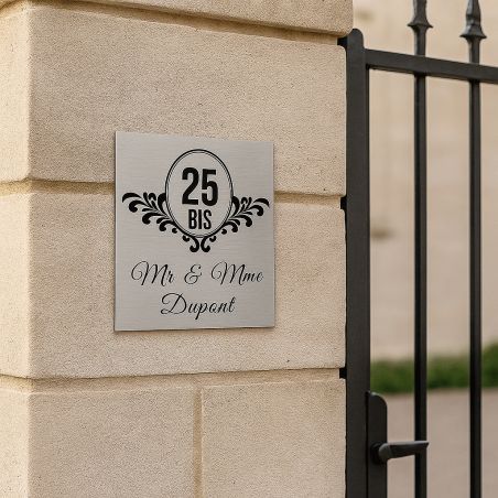 Numéro de maison extérieur personnalisable en Dibond Aluminium - modèle Baroque