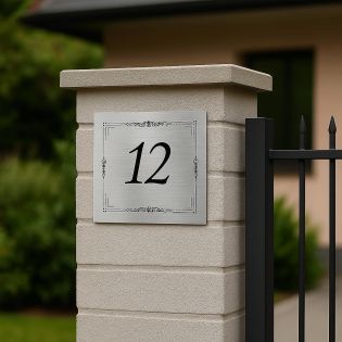 Numéro de maison extérieur personnalisable en Dibond Aluminium - modèle Floral Design