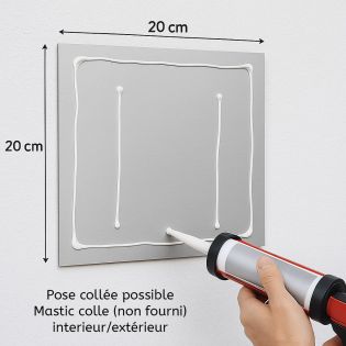 Pictogramme Click and Collect - Panneau signalétique Dibond blanc - Picto noir - 20x20 cm, 3 mm, fixation multiple
