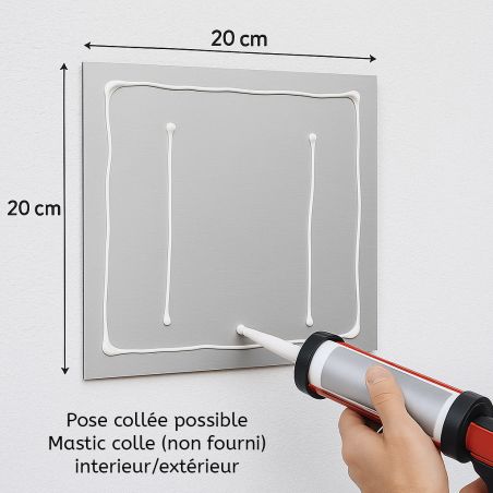 Pictogramme Click and Collect - Panneau signalétique Dibond blanc - Picto noir - 20x20 cm, 3 mm, fixation multiple