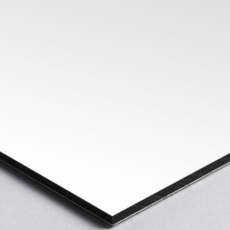 Pictogramme lutte incendie - Panneau signalétique Dibond blanc - Flèche directionnelle haut gauche - 20x20 cm, épaisseur 3 mm, i