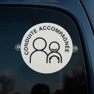 Disque à ventouses Conduite Accompagnée (ACC) et Permis B pour lunette arrière voiture Ø 15 cm