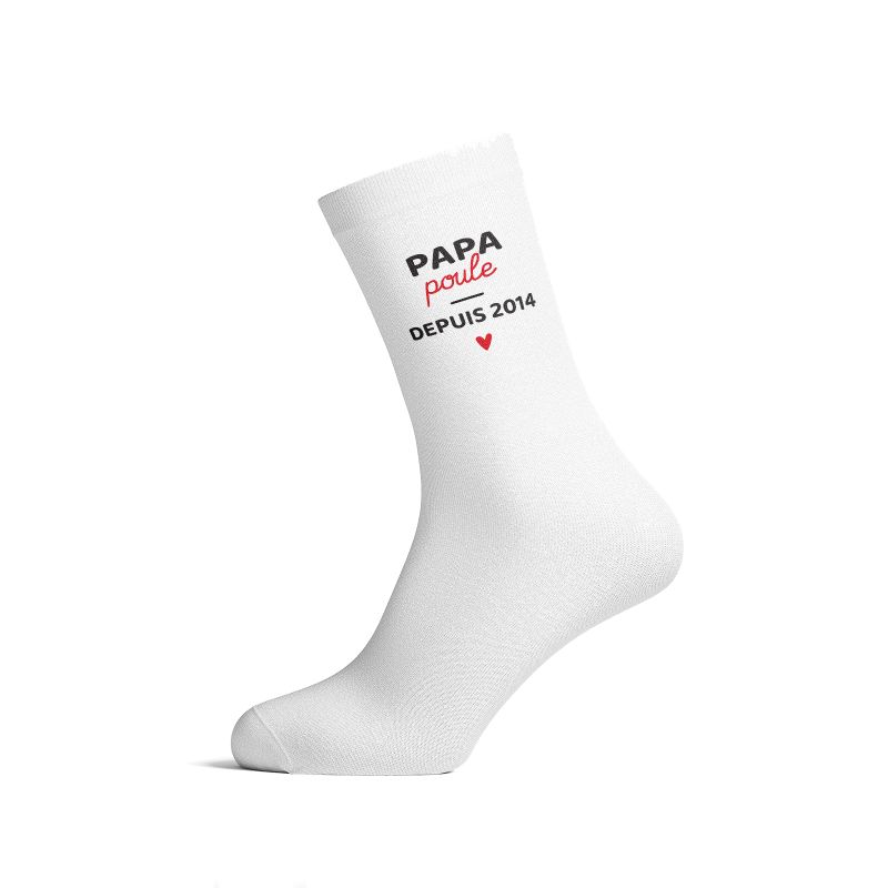 Chaussettes personnalisées Papa Poule - Accessoire homme coton blanc - Texte personnalisable, tailles S M L, cadeau fête des pèr Chaussettes personnalisées Papa Poule - Accessoire homme coton blanc - Texte personnalisable, tailles S M L, cadeau fête des pèr