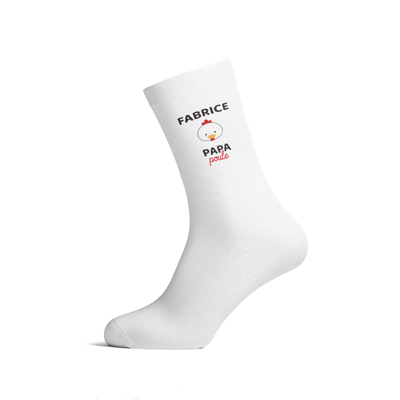Chaussettes personnalisées Papa Poule - Accessoire homme coton blanc - Confort optimal, tailles S M L, cadeau fête des pères ann