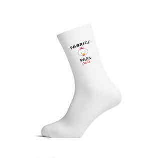 Chaussettes personnalisées Papa Poule - Accessoire homme coton blanc - Confort optimal, tailles S M L, cadeau fête des pères ann