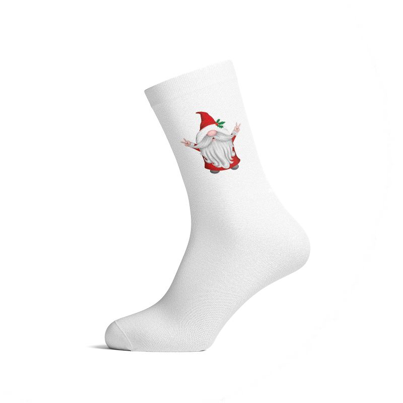 Chaussettes personnalisées Noël hautes blanches PMMA Père Noël Enguirlandé - Unisexes chaudes et confortables - Tailles S M L di Chaussettes personnalisées Noël hautes blanches PMMA Père Noël Enguirlandé - Unisexes chaudes et confortables - Tailles S M L di