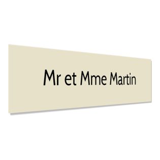 Plaque adhésive interphone personnalisée - Étiquette plastique bi-couche beige lettres noires - Gravure laser durable - 60x15 mm
