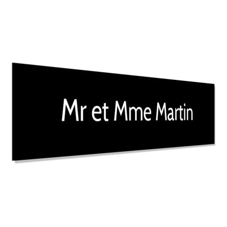 Plaque adhésive interphone personnalisée - Étiquette plastique bi-couche noire lettres blanches - Gravure laser durable - 60x15 